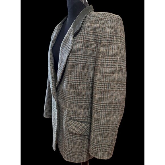 David N Vintage Glen Plaid Blazer Men Velvet Collar scandinavian estate tweed - Picture 2 of 10